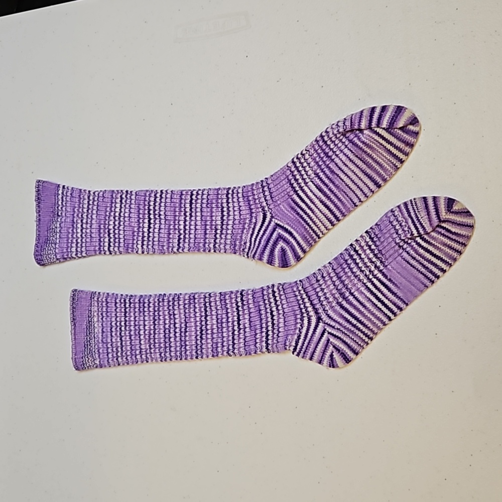 Vintage purple white striped socks 1 pair. Retro 60s kid size